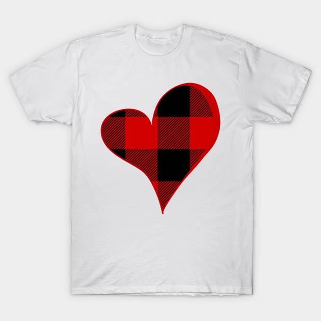 Simple Large Buffalo Plaid Heart T-Shirt by EdenLiving